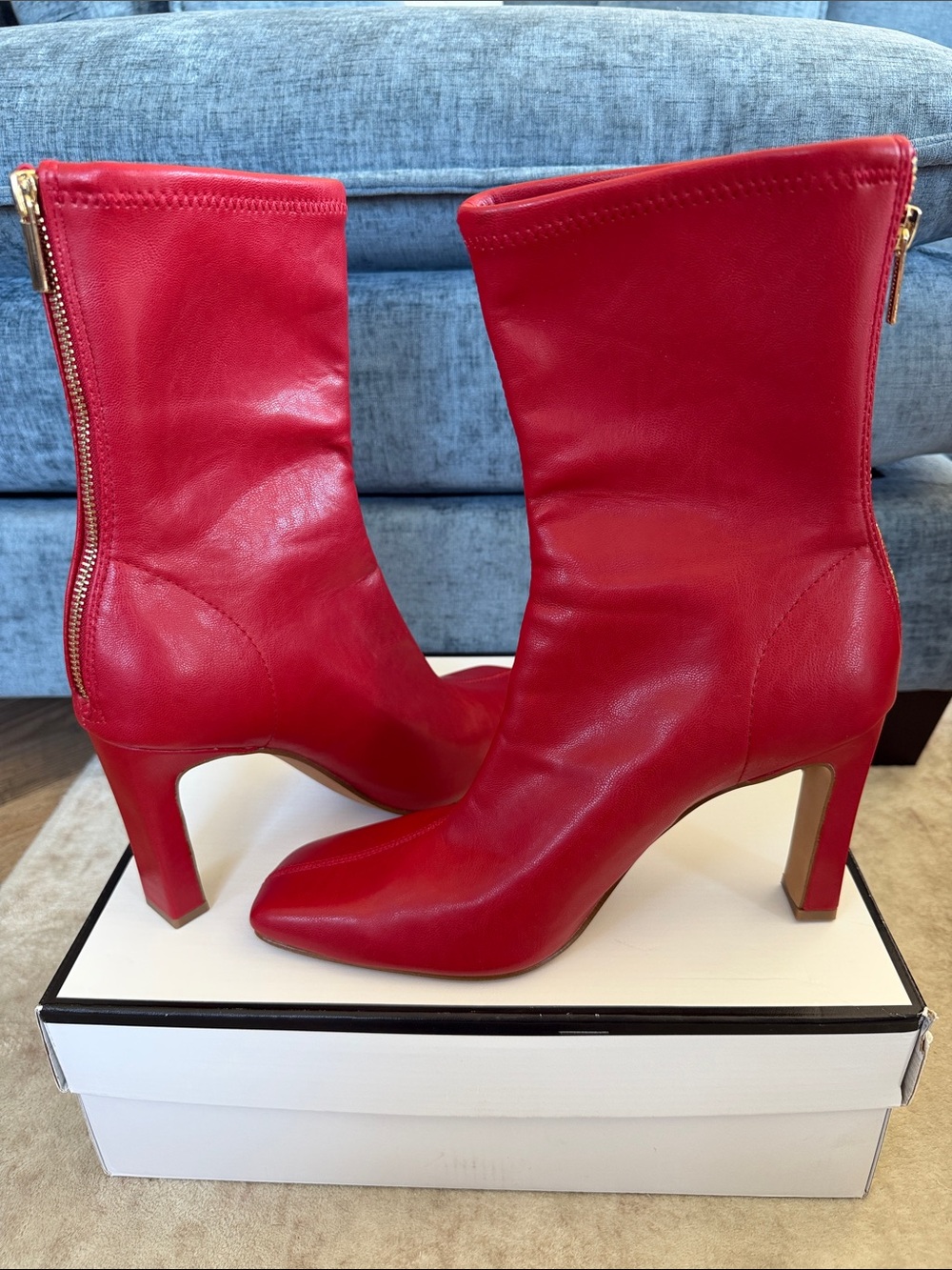 Steve Madden Khelan Red Leather Ankle Boots Size 11 - Picture 3 of 8